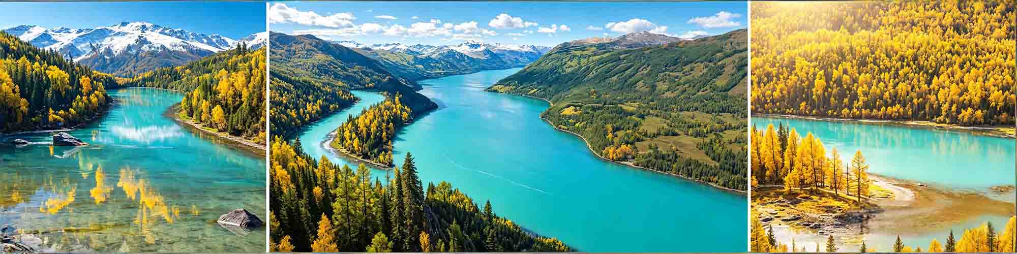 Kanas Lake turquoise water Moon Bay